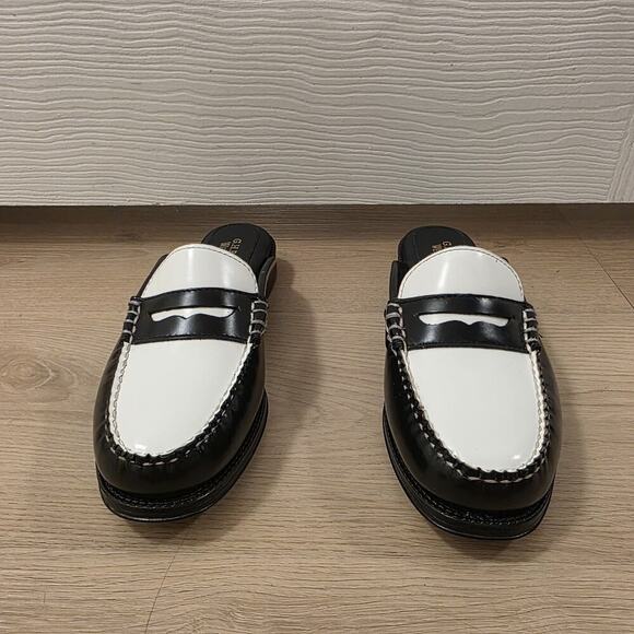Weejuns Black White Leather Wynn Mule Slip On Preppy Classic Loafers Size 6.5 - Picture 5 of 10